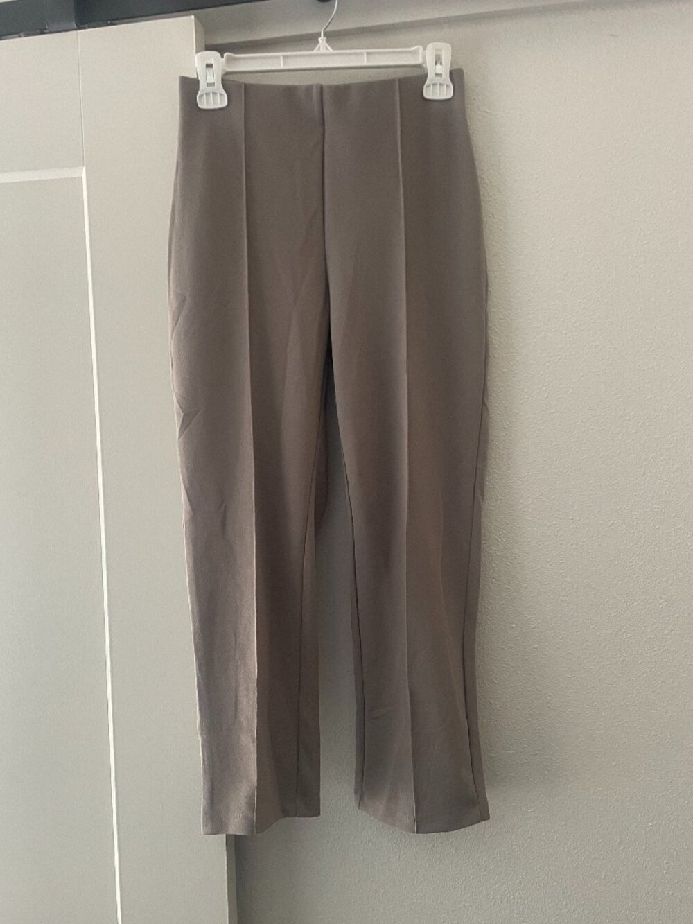 Mango Beige/Tan Front Seam Cropped Pants